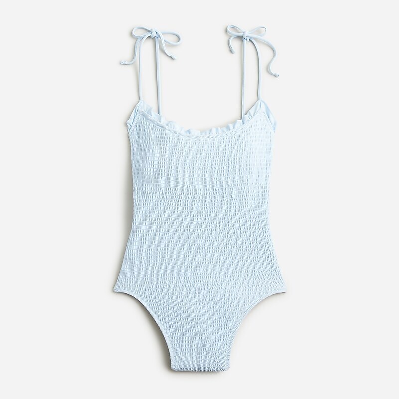 Fresh Air J.Crew Smocked tie-shoulder one-piece swimsuit | J.Crew Factory | PIEDC6374