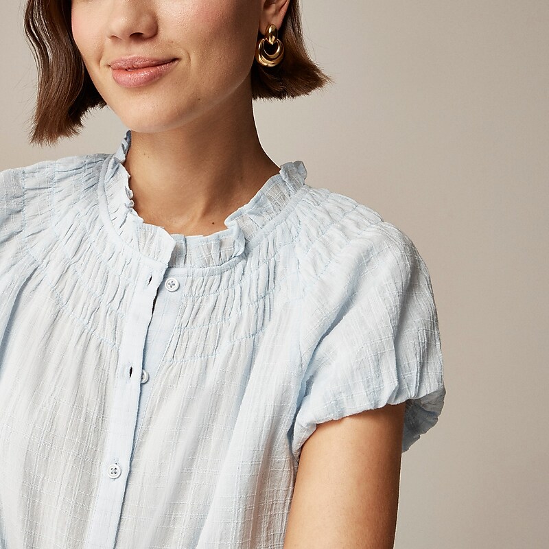 Fresh Air J.Crew Smocked-neck top in textured gauze | J.Crew Factory | WCBOP0792