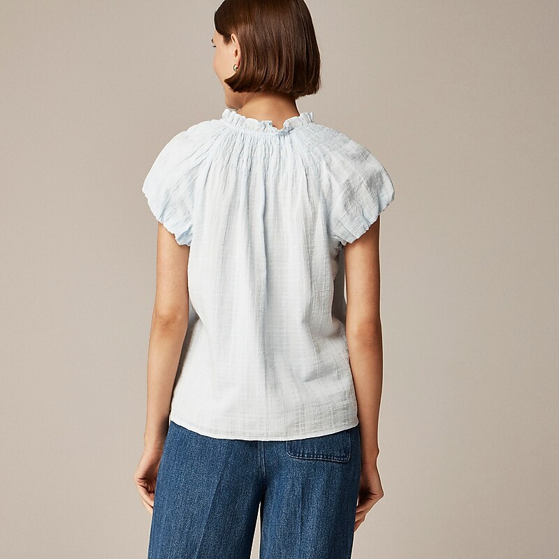 Fresh Air J.Crew Smocked-neck top in textured gauze | J.Crew Factory | WCBOP0792