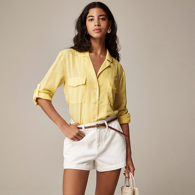 Fresh Lemon J.Crew Camp-collar shirt in featherweight linen blend | J.Crew Factory | ZJPAI0125