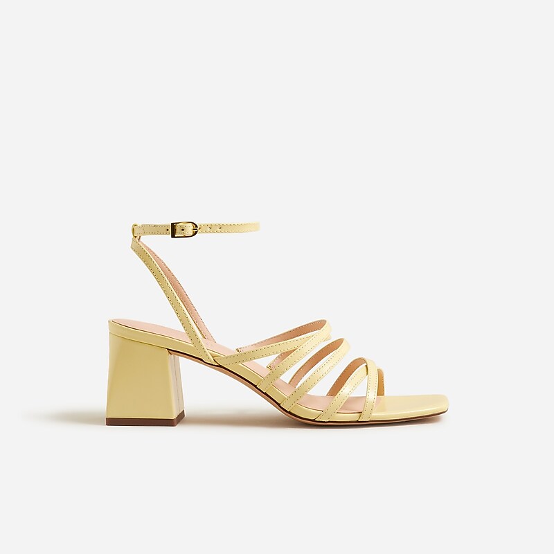 Fresh Lemon J.Crew Layne strappy-sandal heels in metallic leather | J.Crew Factory | MYSQT3829