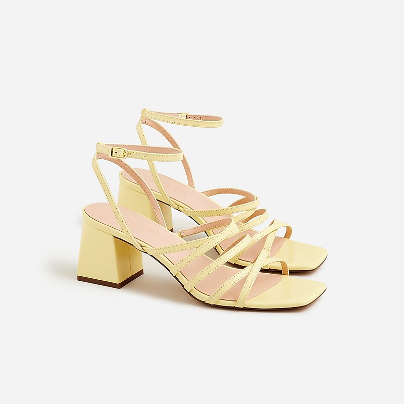 Fresh Lemon J.Crew Layne strappy-sandal heels in metallic leather | J.Crew Factory | MYSQT3829