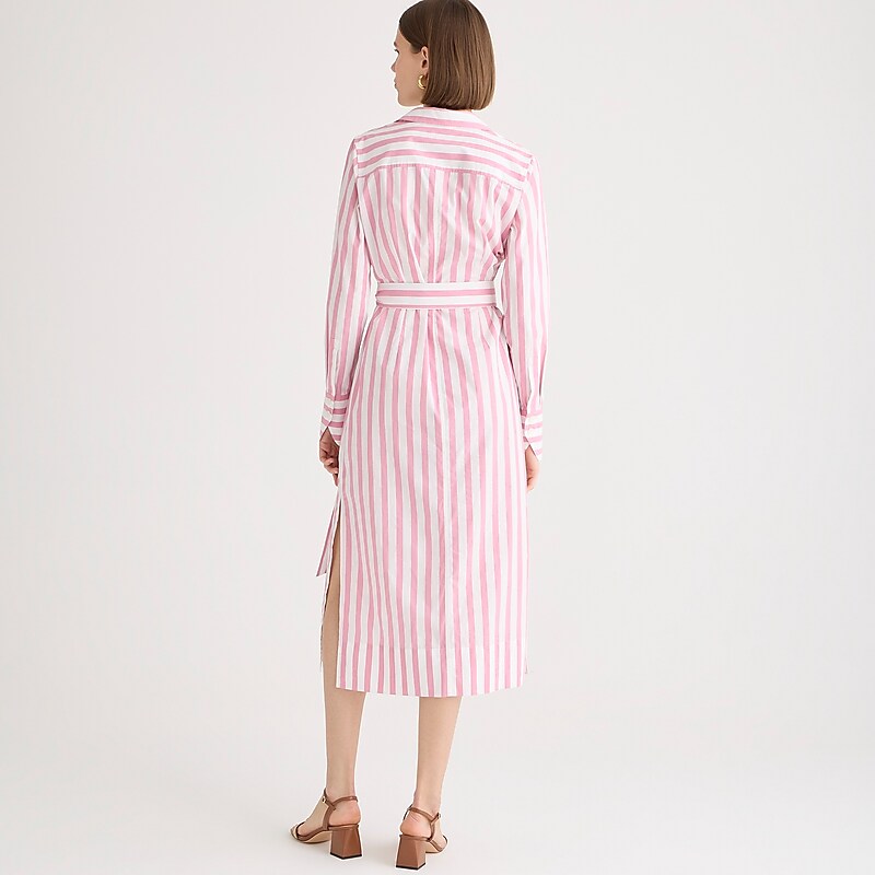 Fresh Rose J.Crew Long-sleeve button-up shirtdress in striped cotton poplin | J.Crew Factory | GWRZB1425