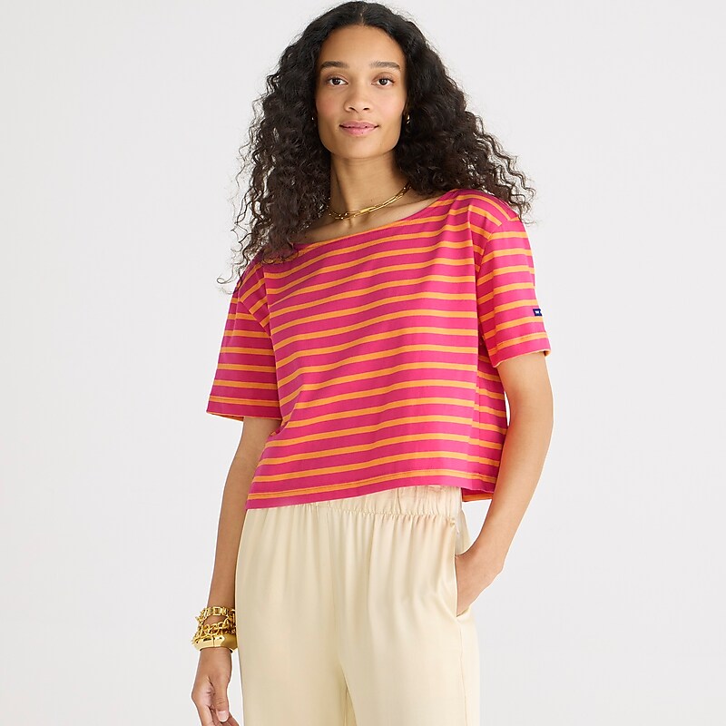 Fuschia Sunset J.Crew Saint James® X J.Crew cropped boatneck T-shirt | J.Crew Factory | SMNBW6471