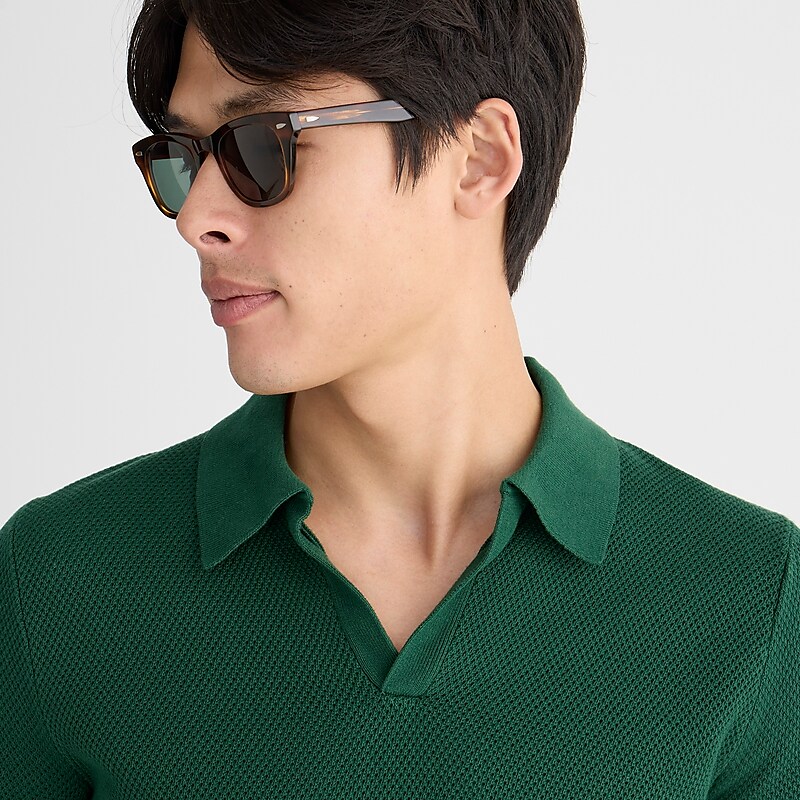 Garland J.Crew Short-sleeve cotton mesh-stitch johnny-collar sweater-polo | J.Crew Factory | KYTWA7268