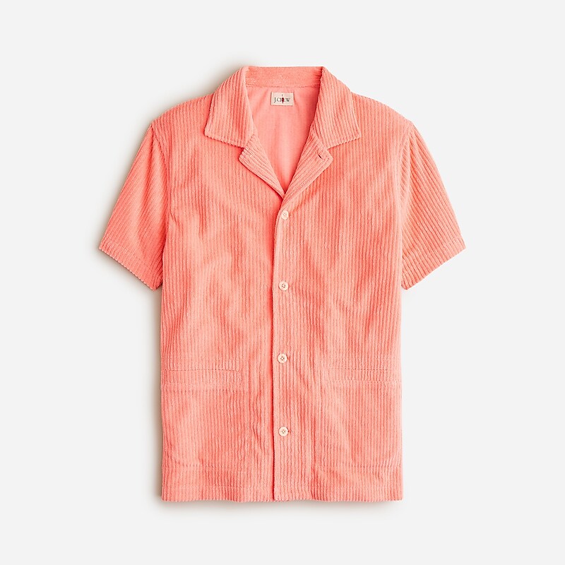 Geometric Orange J.Crew Short-sleeve corded terry camp-collar shirt | J.Crew Factory | RPING7863