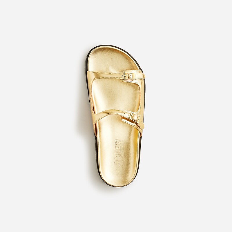 Gold J.Crew Colbie buckle sandals in metallic leather | J.Crew Factory | EAJQW8567