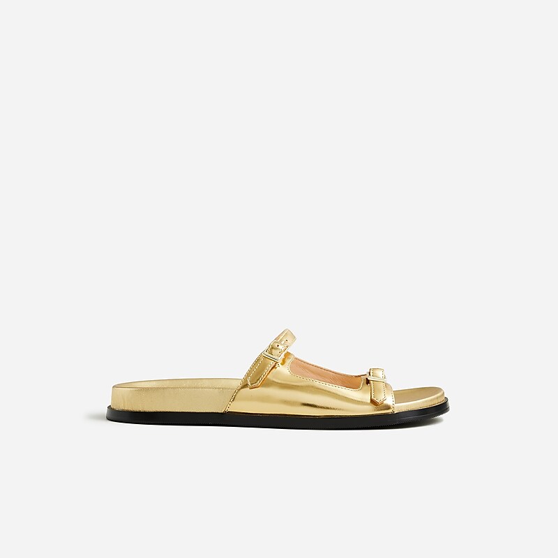 Gold J.Crew Colbie buckle sandals in metallic leather | J.Crew Factory | EAJQW8567