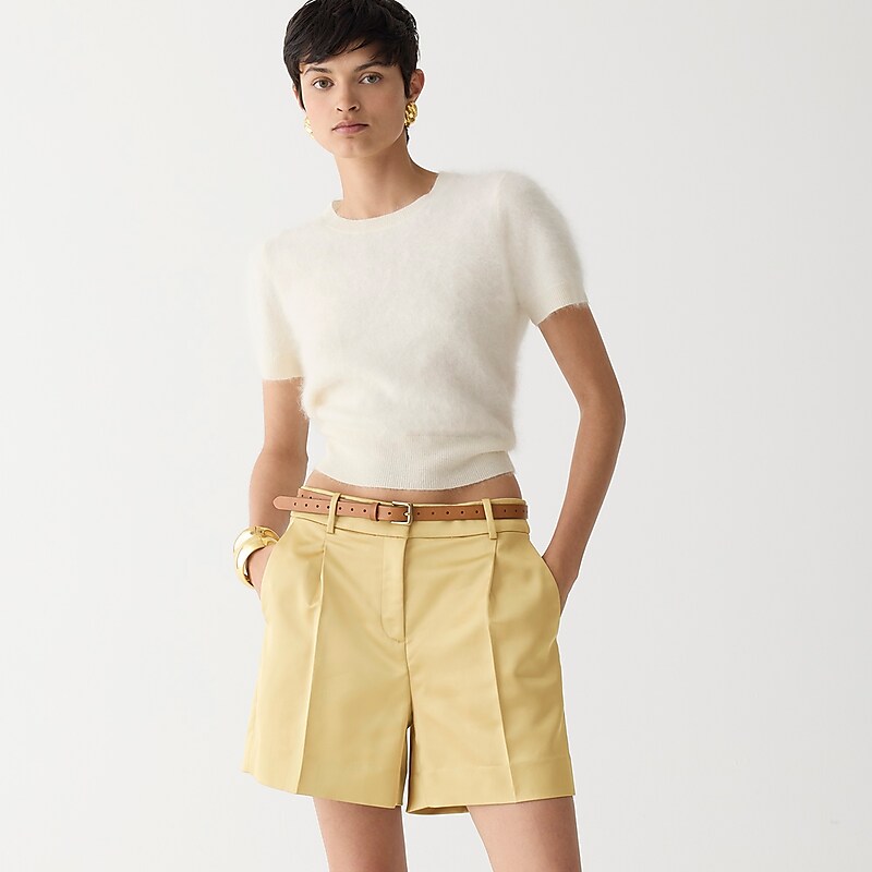 Golden Desert J.Crew Pleated suit short in tailored satin | J.Crew Factory | WHTUA8635