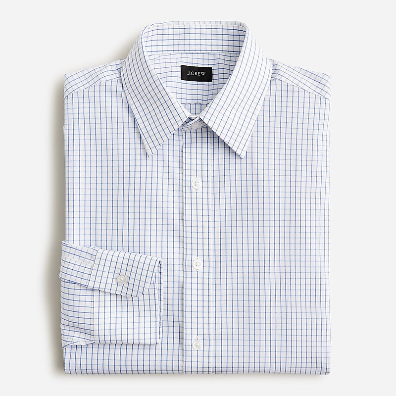 Grant Tattersall White J.Crew Bowery wrinkle-free dress shirt with point collar | J.Crew Factory | HFRLO8179