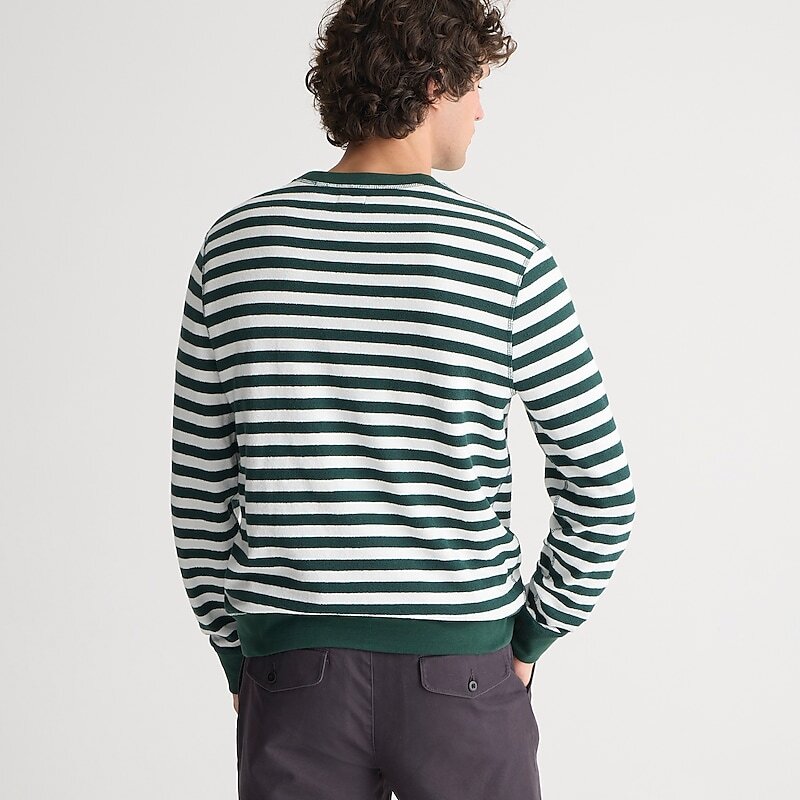 Green Ivory Prep Stripe J.Crew Long-sleeve textured sweater-tee | J.Crew Factory | RZQDY4980