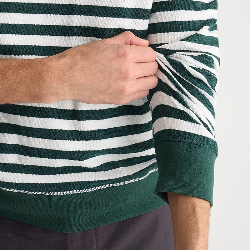 Green Ivory Prep Stripe J.Crew Long-sleeve textured sweater-tee | J.Crew Factory | RZQDY4980