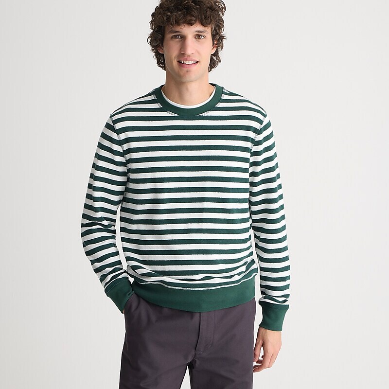 Green Ivory Prep Stripe J.Crew Long-sleeve textured sweater-tee | J.Crew Factory | RZQDY4980