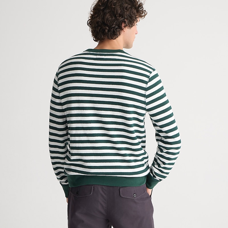 Green Ivory Prep Stripe J.Crew Long-sleeve textured sweater-tee | J.Crew Factory | XDAYN8547