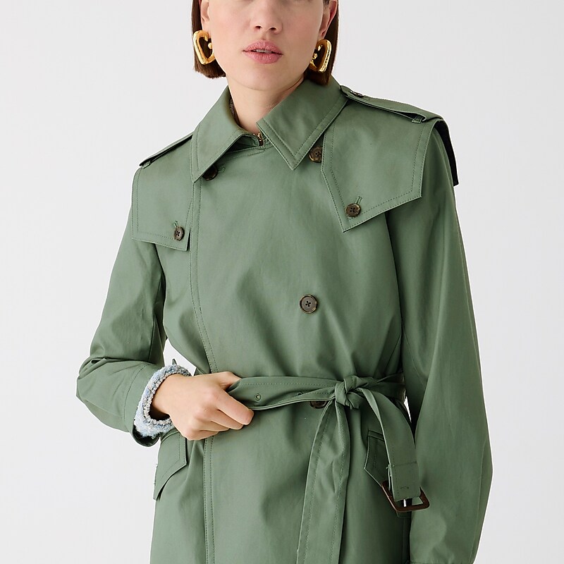 Green J.Crew Double-breasted trench coat | J.Crew Factory | JMYVP8591