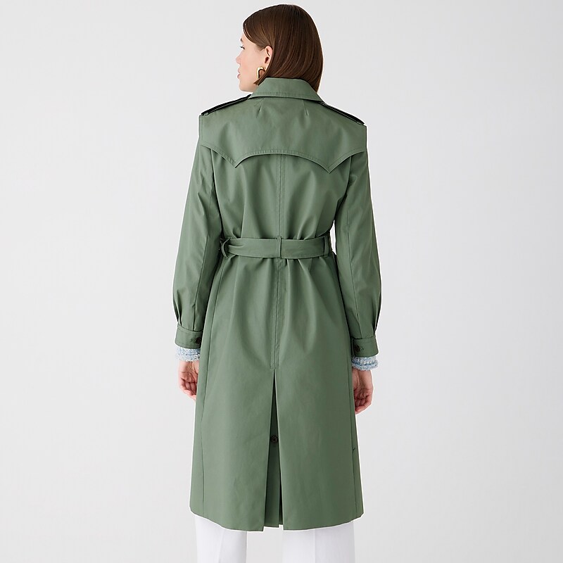 Green J.Crew Double-breasted trench coat | J.Crew Factory | JMYVP8591