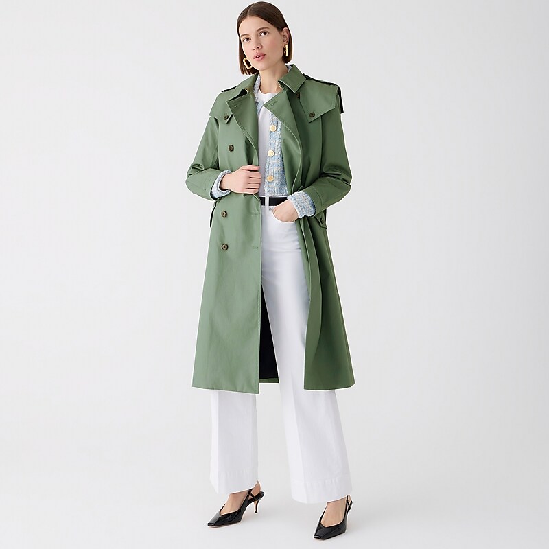 Green J.Crew Double-breasted trench coat | J.Crew Factory | JMYVP8591