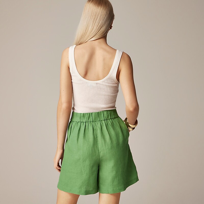 Green J.Crew Long Tropez short in linen | J.Crew Factory | OUMFV0519