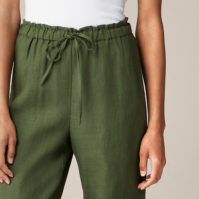 Green J.Crew Soleil pant in linen | J.Crew Factory | AONGB4895