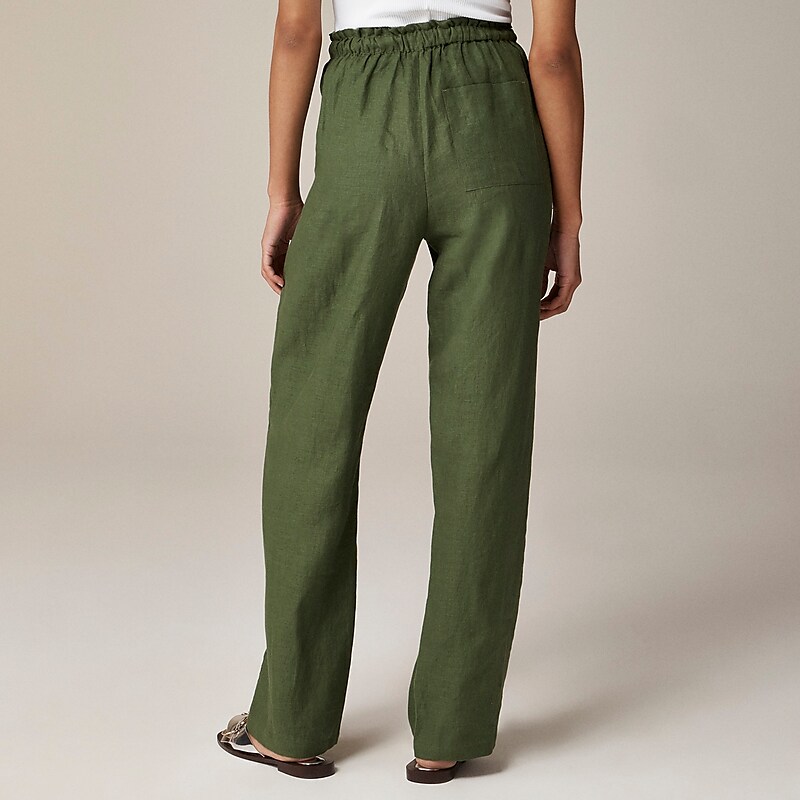 Green J.Crew Soleil pant in linen | J.Crew Factory | AONGB4895