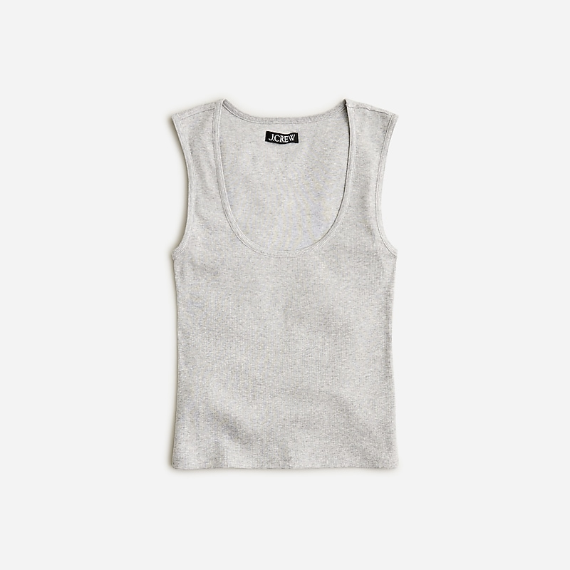 Grey J.Crew Cropped fine rib scoopneck tank top | J.Crew Factory | DCSGU0618