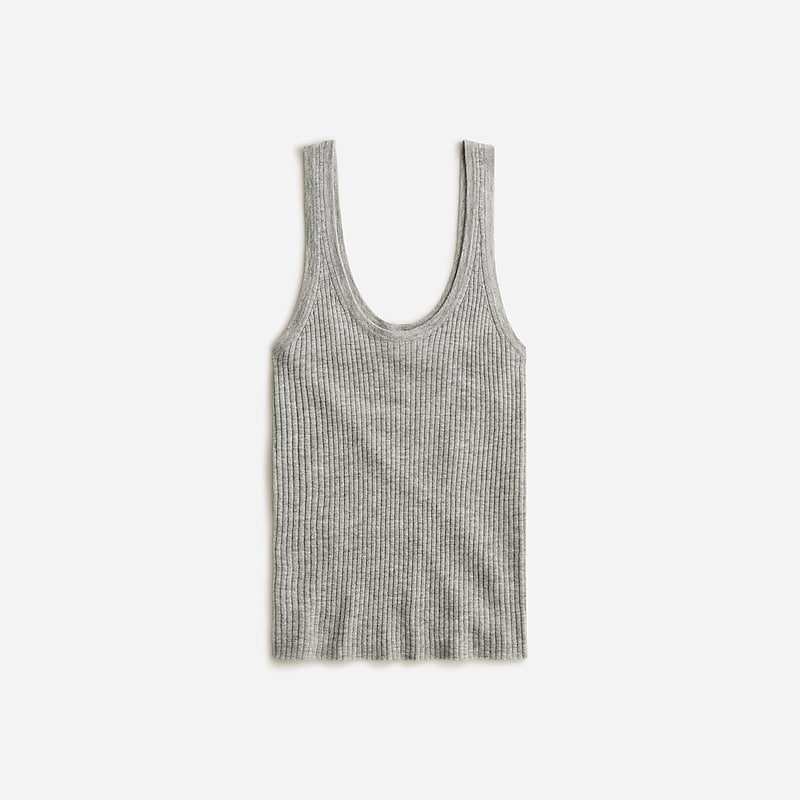 Grey J.Crew Featherweight cashmere ribbed tank top | J.Crew Factory | ATVOY9216