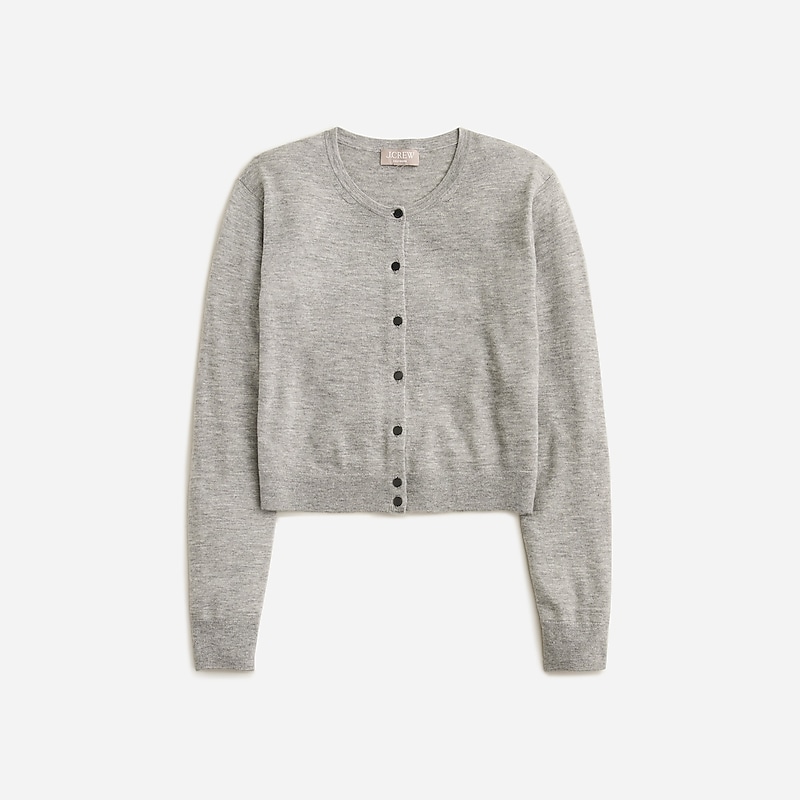 Grey J.Crew Featherweight cashmere shrunken cardigan sweater | J.Crew Factory | PRQTS6395