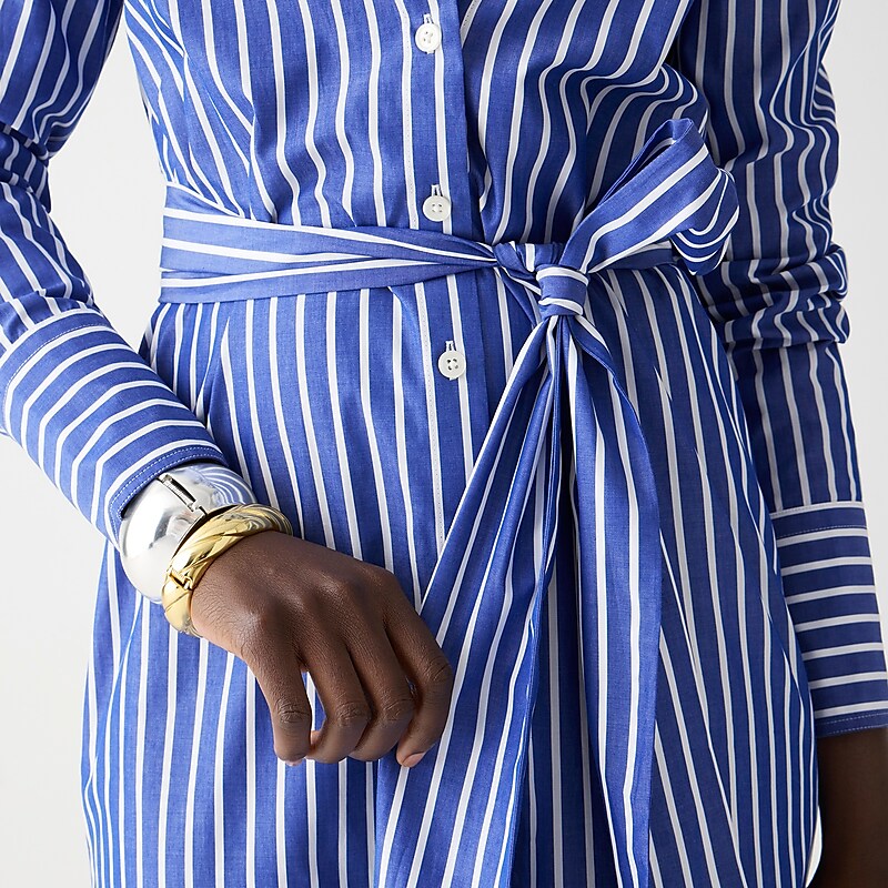 Harbor View J.Crew Long-sleeve button-up shirtdress in striped cotton poplin | J.Crew Factory | ZKGUI6470