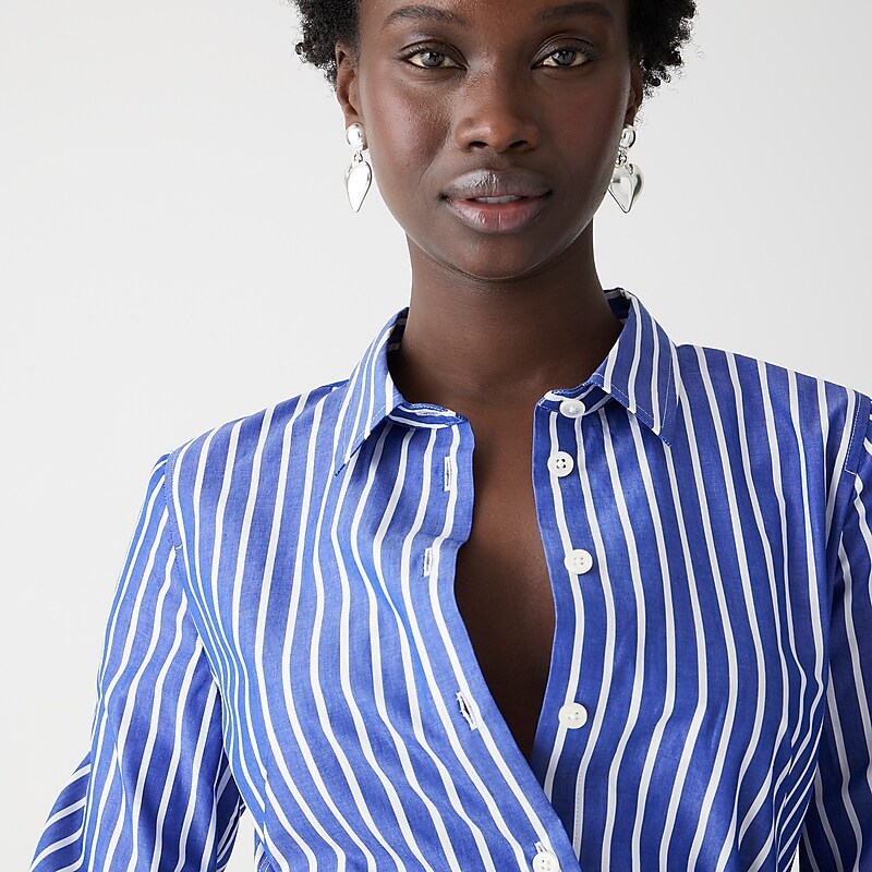 Harbor View J.Crew Long-sleeve button-up shirtdress in striped cotton poplin | J.Crew Factory | ZKGUI6470