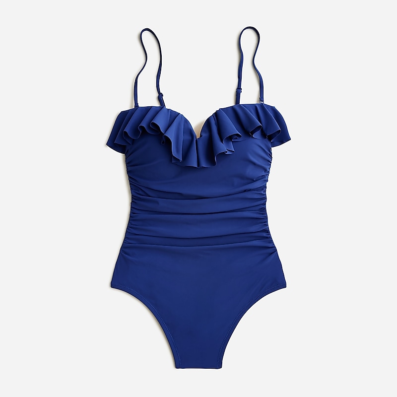 Harbor View J.Crew Matte ruched one-piece swimsuit with ruffles | J.Crew Factory | XMKFD4259