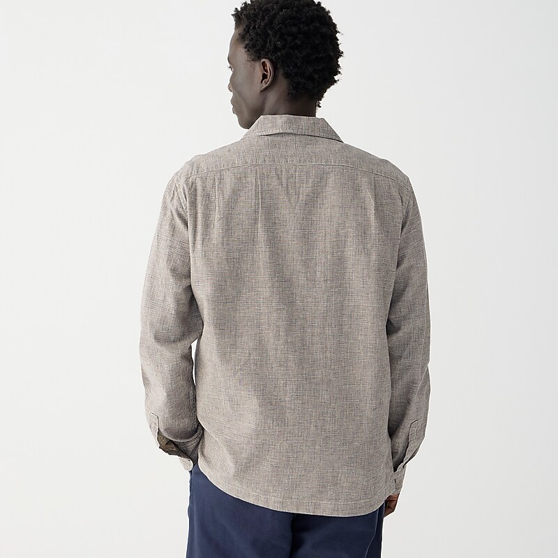 Harold Natural Blue Bro J.Crew Linen-cotton blend four-pocket camp-collar overshirt | J.Crew Factory | GOICZ6942