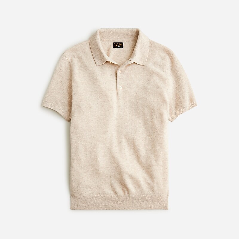 Hthr Birch J.Crew Short-sleeve cashmere sweater-polo | J.Crew Factory | ELBDH1038