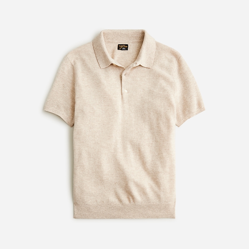 Hthr Birch J.Crew Short-sleeve cashmere sweater-polo | J.Crew Factory | GRMIJ8532