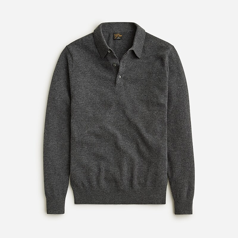 Hthr Charcoal J.Crew Cashmere collared sweater-polo | J.Crew Factory | JEFKC2403