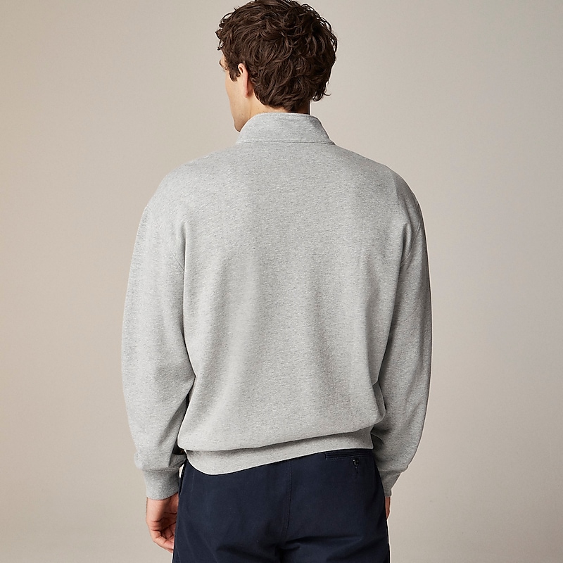 Hthr Chrome J.Crew Relaxed-fit lightweight french terry quarter-zip sweatshirt | J.Crew Factory | PZFLQ1948