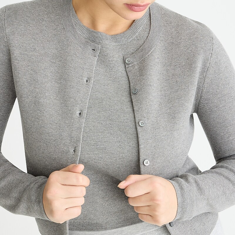 Hthr Graphite J.Crew Cardigan sweater in TENCEL™-lyocell | J.Crew Factory | NQZXG4870