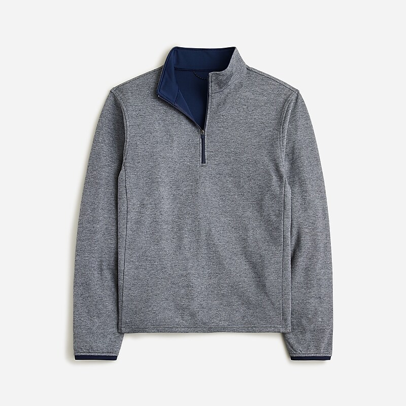 Hthr Gravel Navy J.Crew Performance half-zip pullover with COOLMAX® technology | J.Crew Factory | MWQOP5814