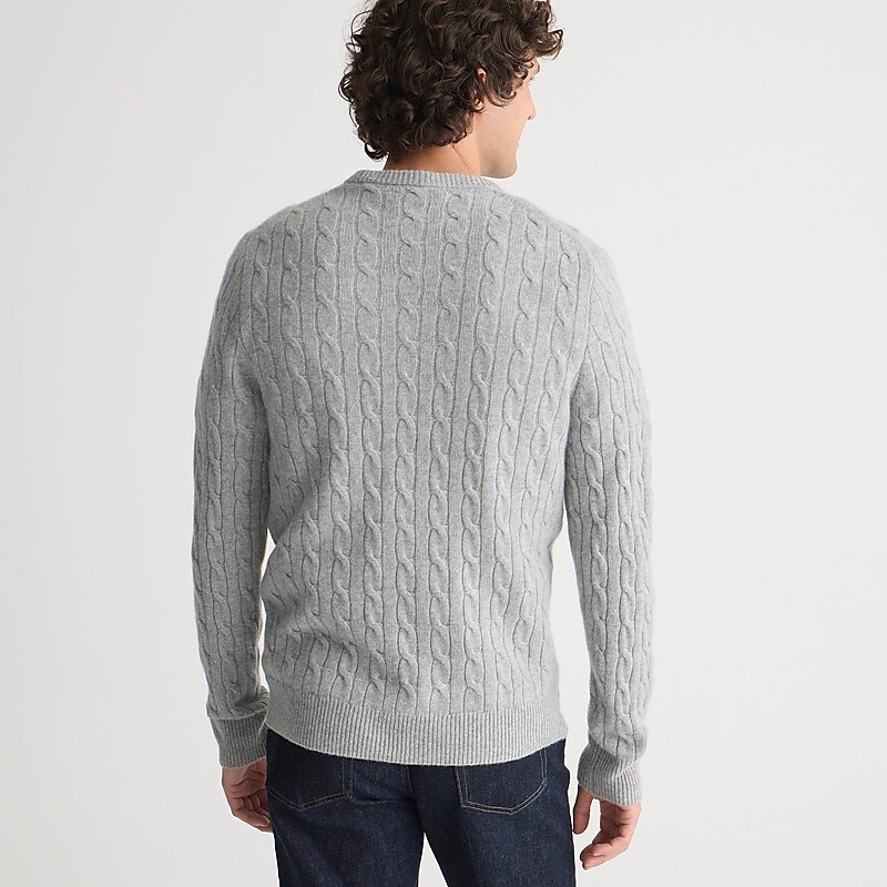 Hthr Grey J.Crew Cashmere cable-knit sweater | J.Crew Factory | XGKUN9817