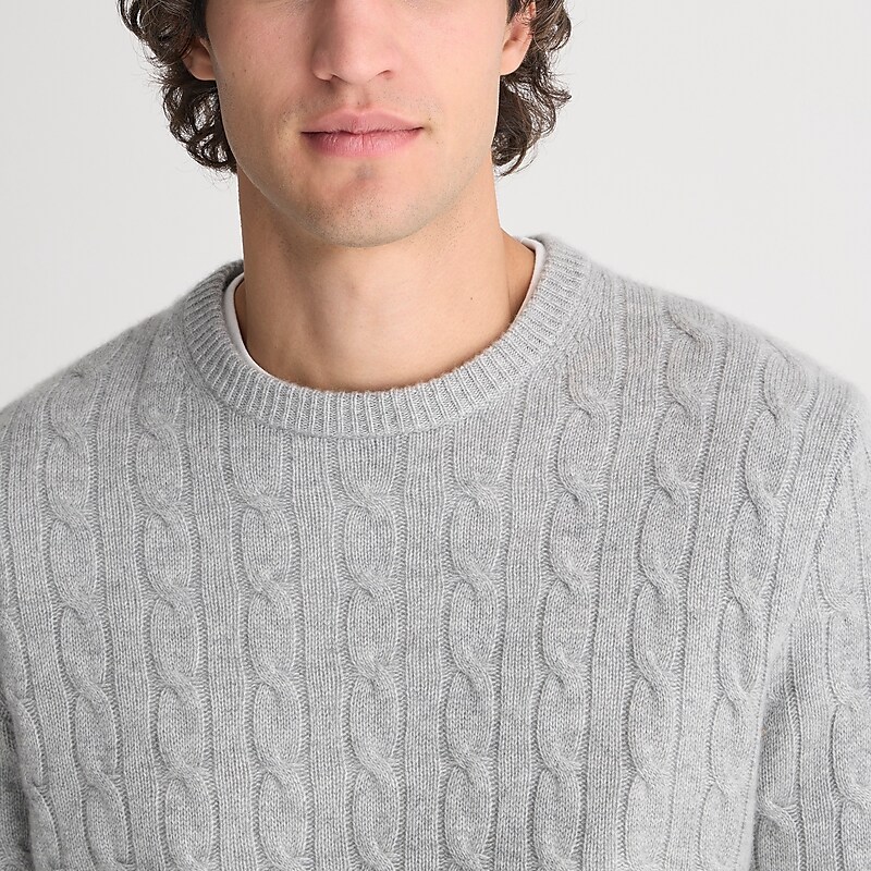 Hthr Grey J.Crew Cashmere cable-knit sweater | J.Crew Factory | XGKUN9817