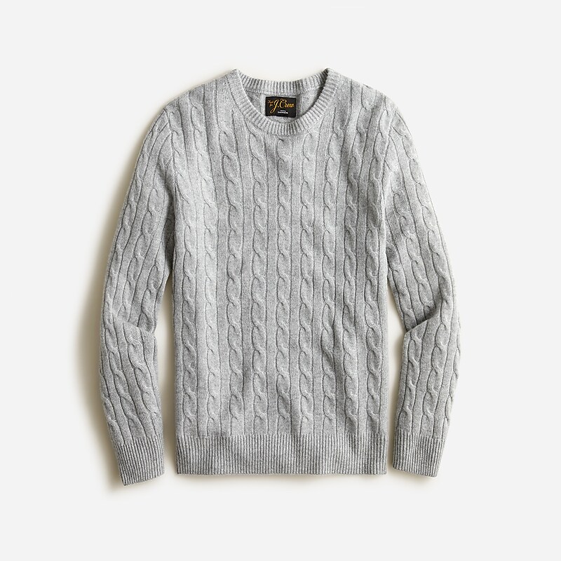 Hthr Grey J.Crew Cashmere cable-knit sweater | J.Crew Factory | XGKUN9817