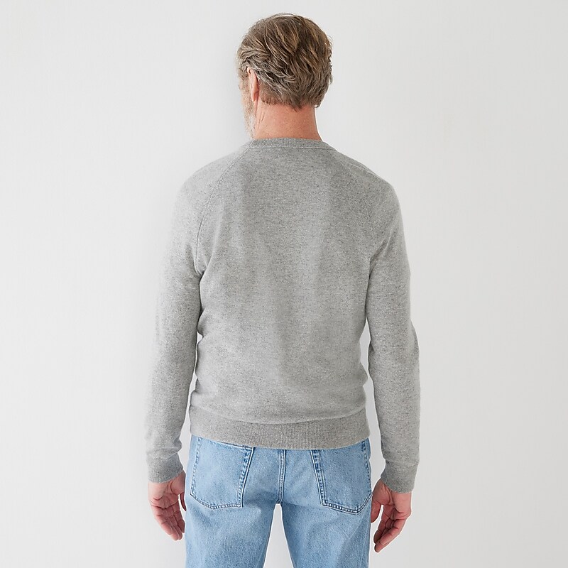 Hthr Grey J.Crew Cashmere raglan-sleeve crewneck sweatshirt | J.Crew Factory | XSDUR9230