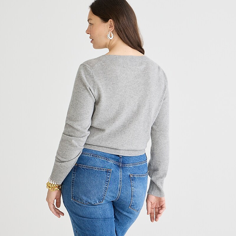 Hthr Grey J.Crew Cashmere shrunken V-neck sweater | J.Crew Factory | XKCSN2605