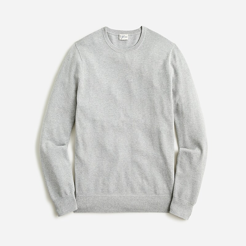 Hthr Grey J.Crew Cotton piqué-stitch crewneck sweater | J.Crew Factory | JASBQ3795