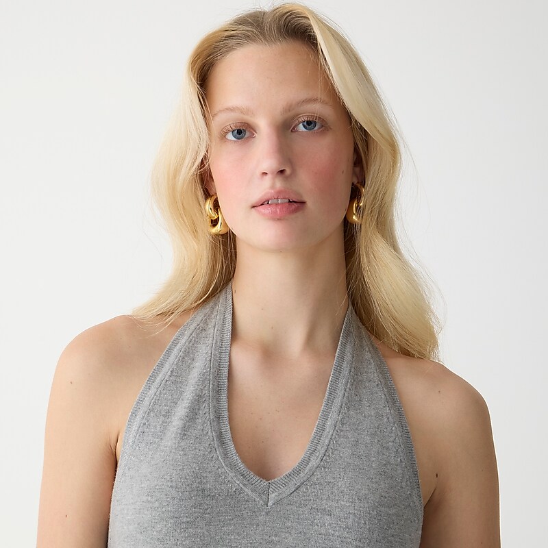 Hthr Grey J.Crew Featherweight cashmere halter top | J.Crew Factory | CPVQA0627