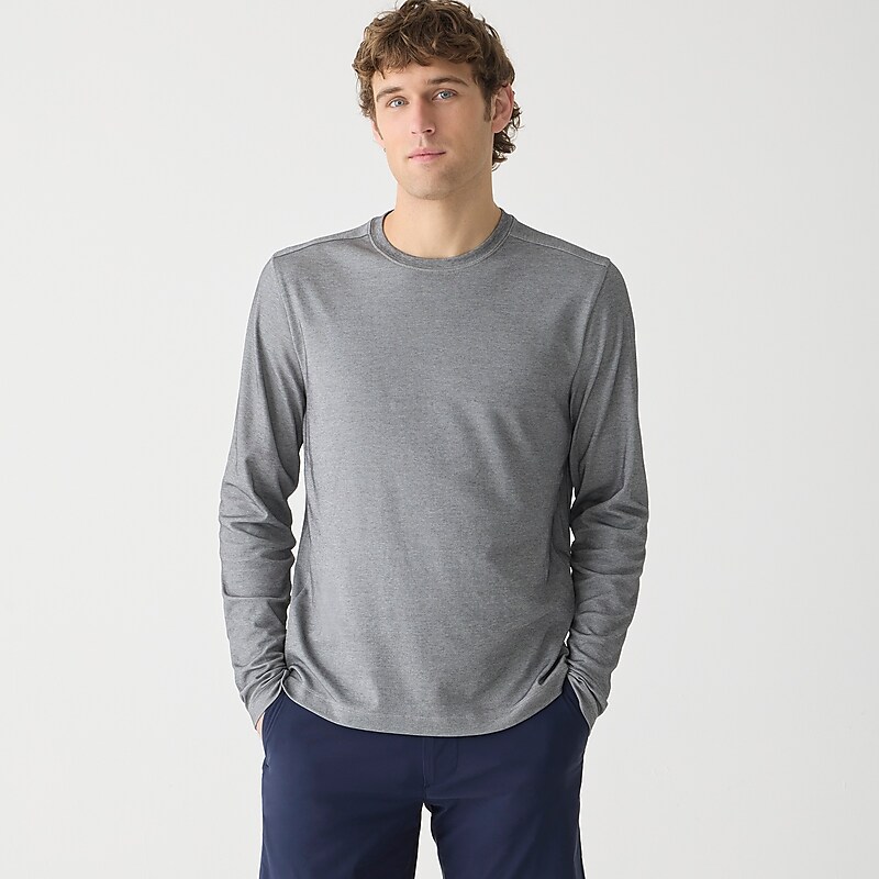 Hthr Grey J.Crew Long-sleeve performance T-shirt with COOLMAX® technology | J.Crew Factory | BVOZJ2591