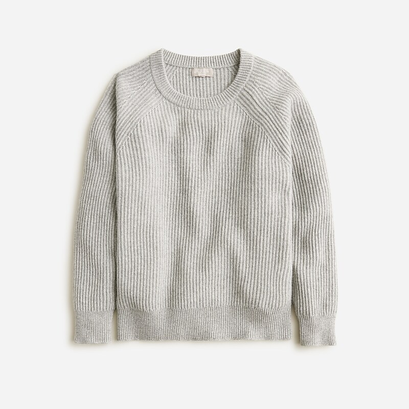 Hthr Grey J.Crew Ribbed cashmere oversized crewneck sweater | J.Crew Factory | OPBUF8102