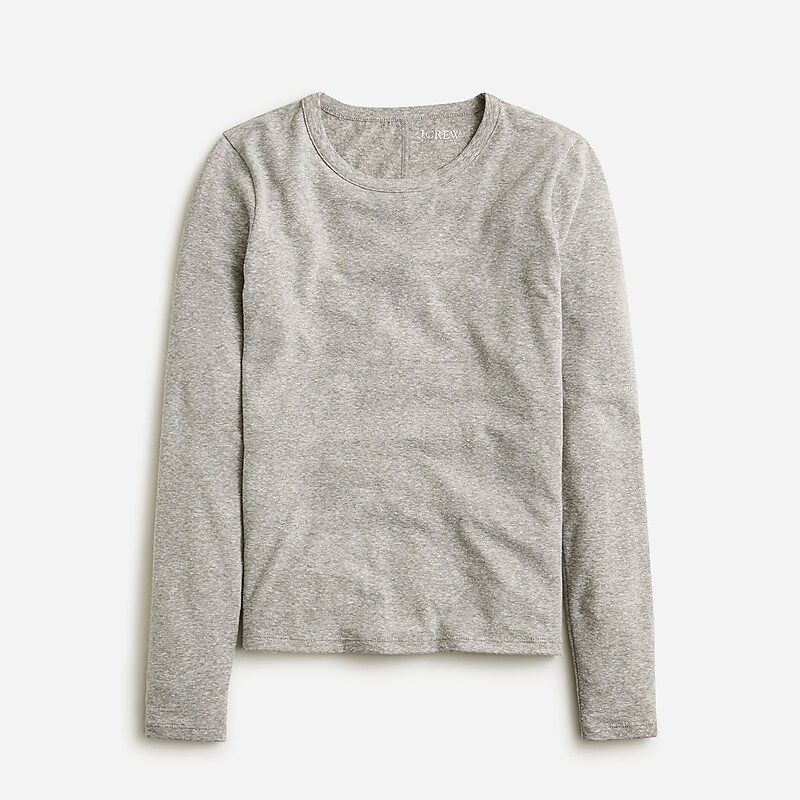 Hthr Grey J.Crew Stretch linen-blend crewneck long-sleeve T-shirt | J.Crew Factory | CZSKR8536