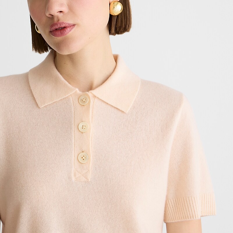 Hthr Muslin J.Crew Cashmere cropped sweater-polo | J.Crew Factory | VMRTP8490