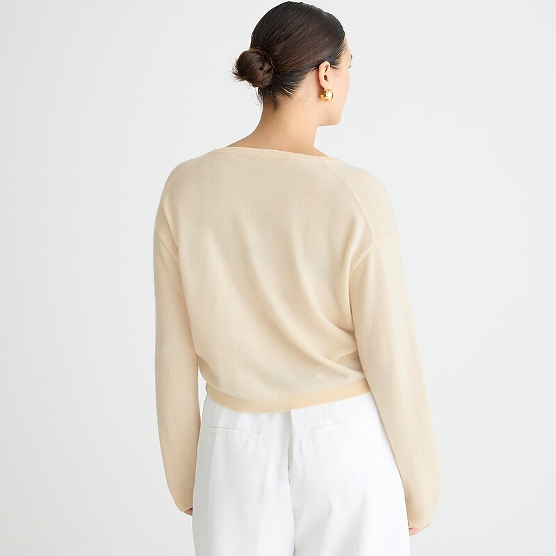 Hthr Muslin J.Crew Cashmere relaxed cropped V-neck sweater | J.Crew Factory | QXMBA0287