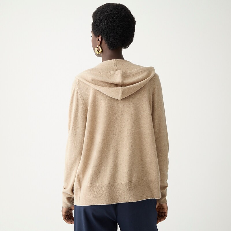 Hthr Stone J.Crew Cashmere full-zip sweater-hoodie | J.Crew Factory | WJSYG3976